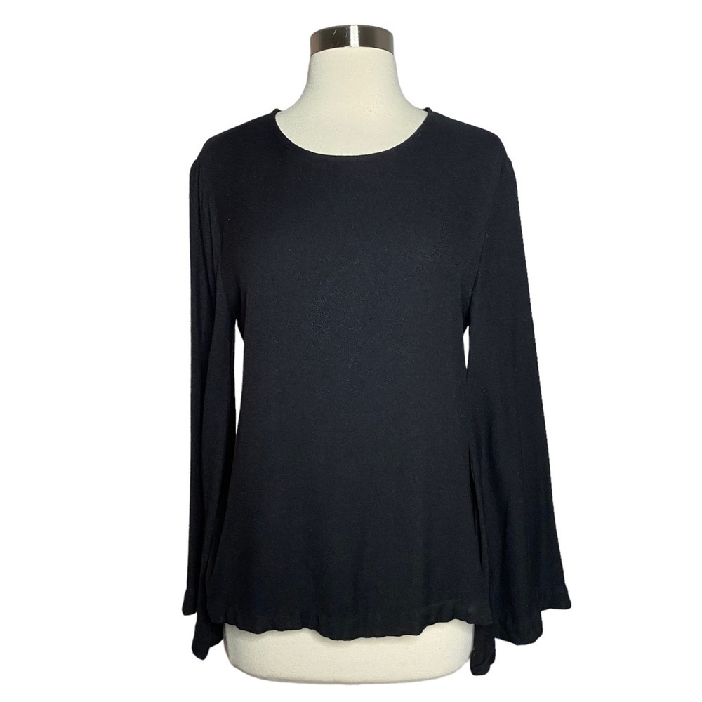 Anthropologie Cloth & Stone Black Flare Sleeve Top XS